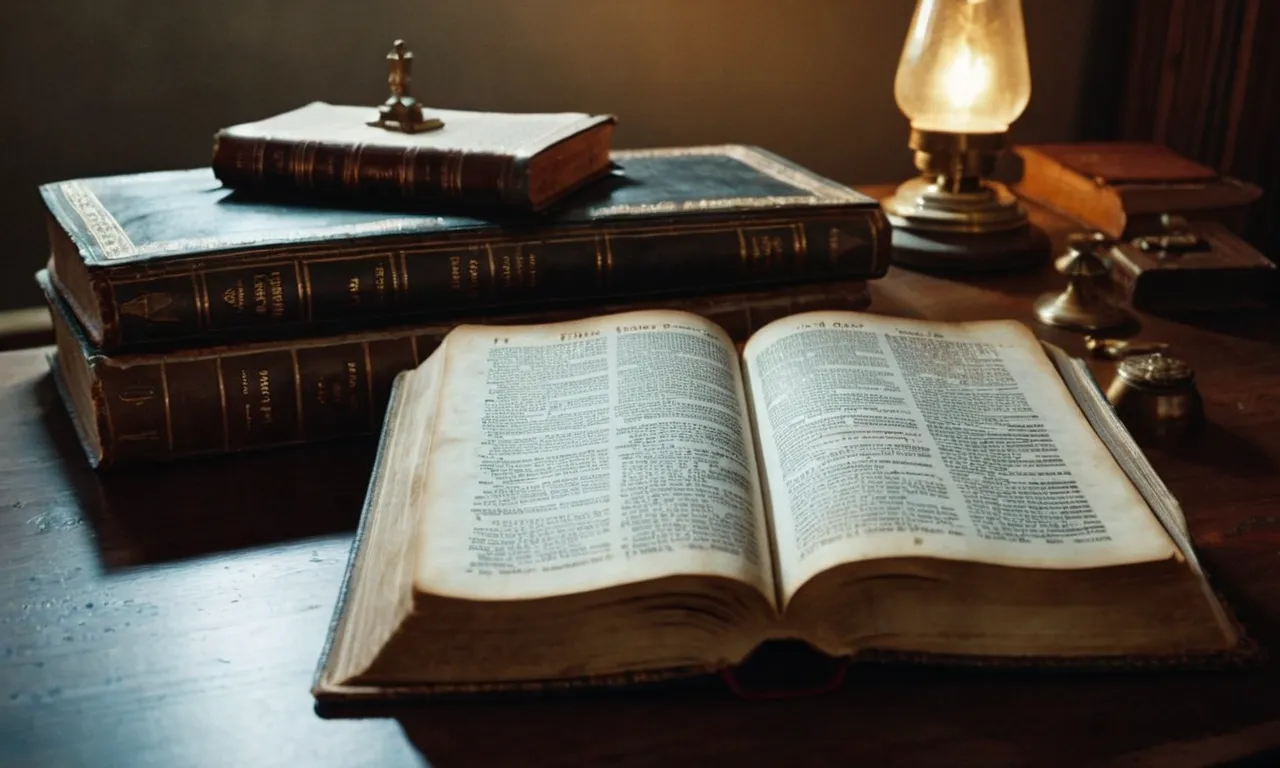 A photo capturing a dimly lit room with a worn Bible open on a table, highlighting the pages inscribed with stories of biblical characters who made excuses, reminding viewers of their human flaws.