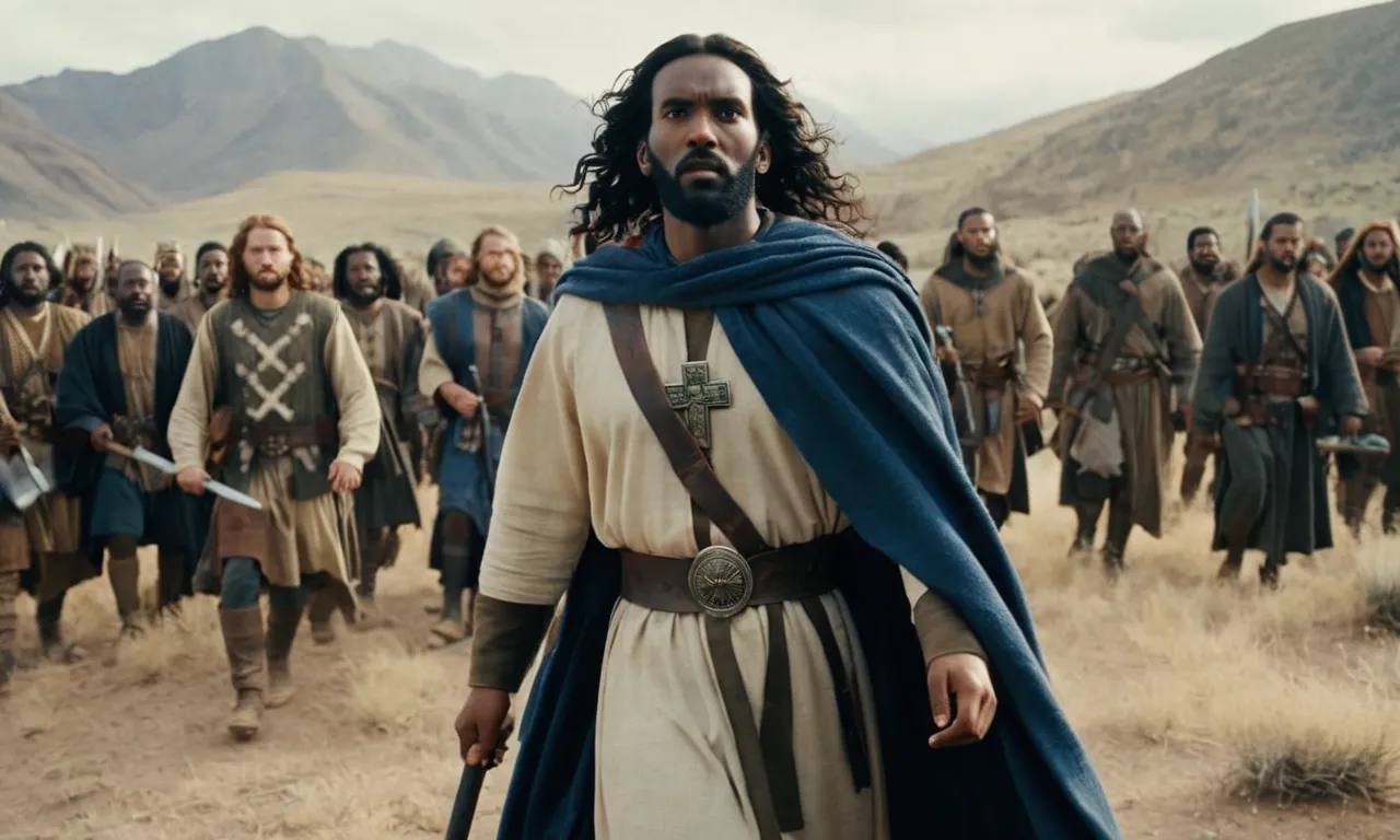 A captivating photo capturing the essence of Bible characters stepping out of their comfort zones, showcasing their unwavering faith and courage amidst adversity.