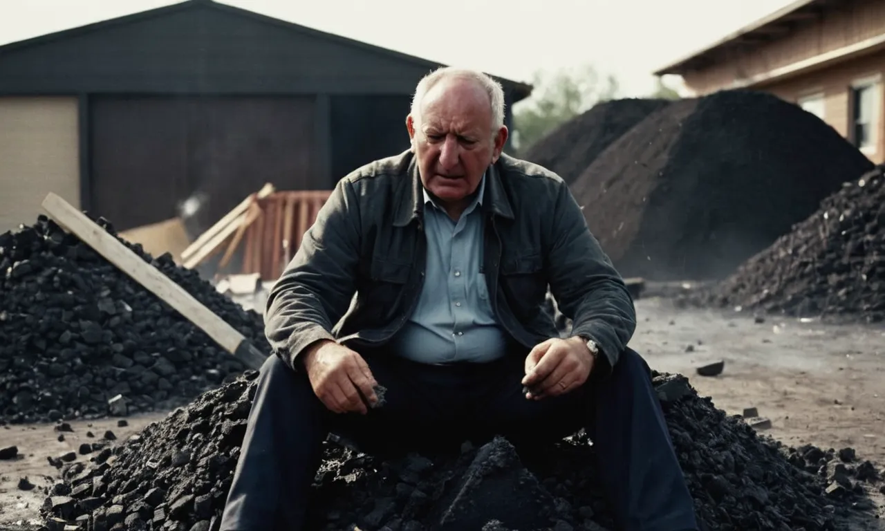 A photo capturing Job's distraught expression as he sits on a pile of ashes, symbolizing his inner turmoil and anguish, depicting a biblical character wrestling with anxiety.