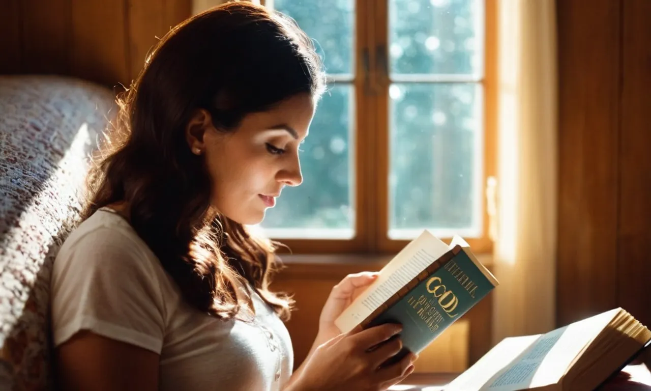 A captivating photograph captures a woman engrossed in an online book, her face glowing with anticipation, as rays of sunlight illuminate the words "God, Where is My Boaz?" on her device.