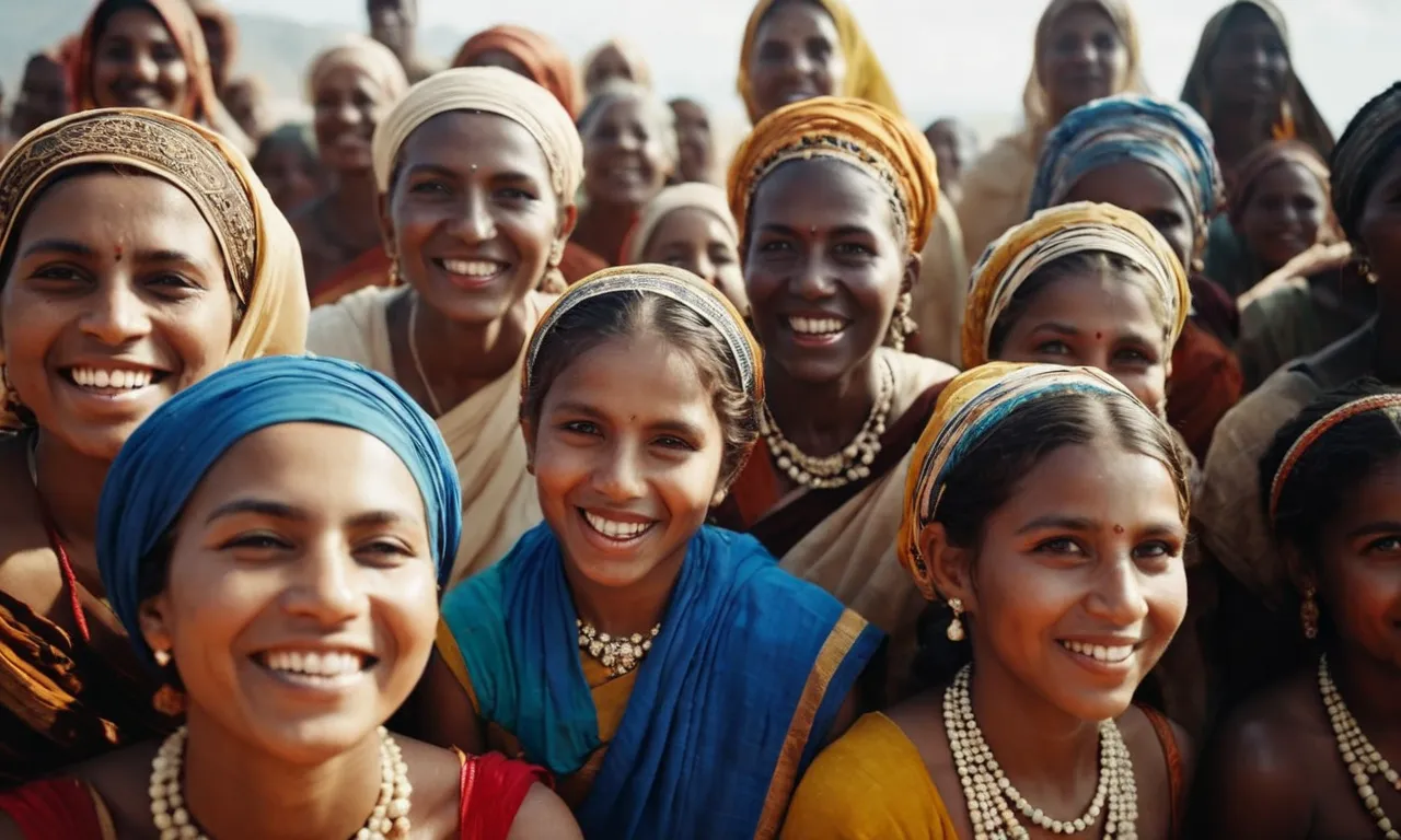 A breathtaking image captures diverse individuals, each unique in appearance and background, radiating joy and unity, symbolizing the intricate beauty and divine craftsmanship with which God created humanity.