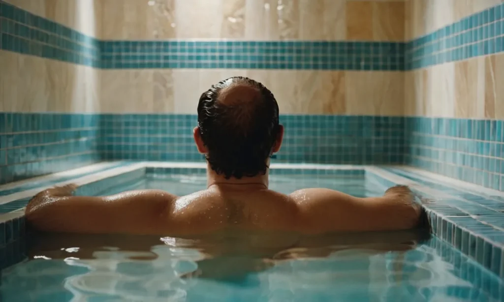A snapshot of a person immersed in a mikveh (ritual bath), symbolizing their conversion to Judaism, capturing the moment of spiritual rebirth and commitment.