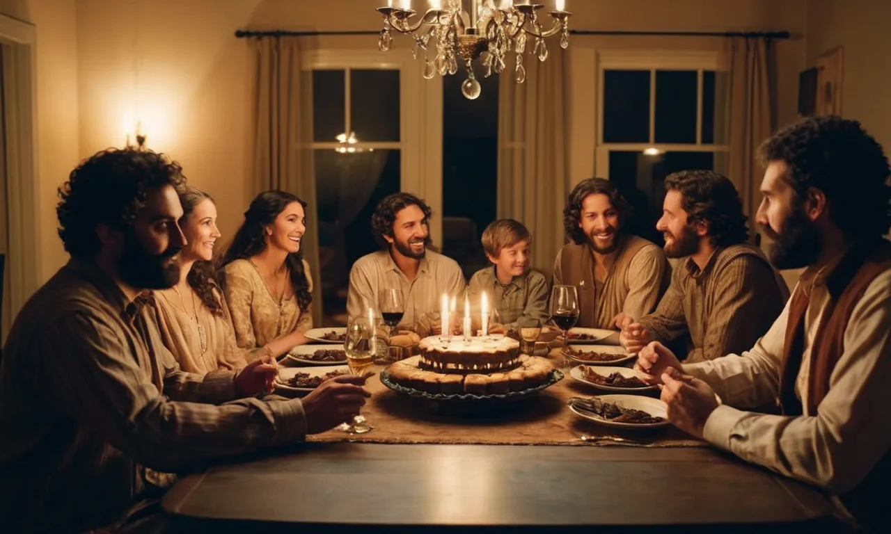 A photo capturing a family gathering, featuring Joseph surrounded by his eleven brothers, symbolizing the biblical account of Joseph's siblings as described in the Bible.