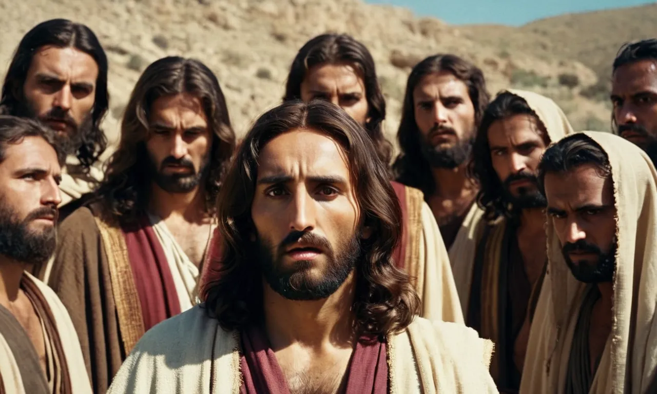 A photo capturing Jesus with a sorrowful expression while surrounded by twelve disciples, as Judas, the betrayer, stands awkwardly apart, casting a shadow on the scene.