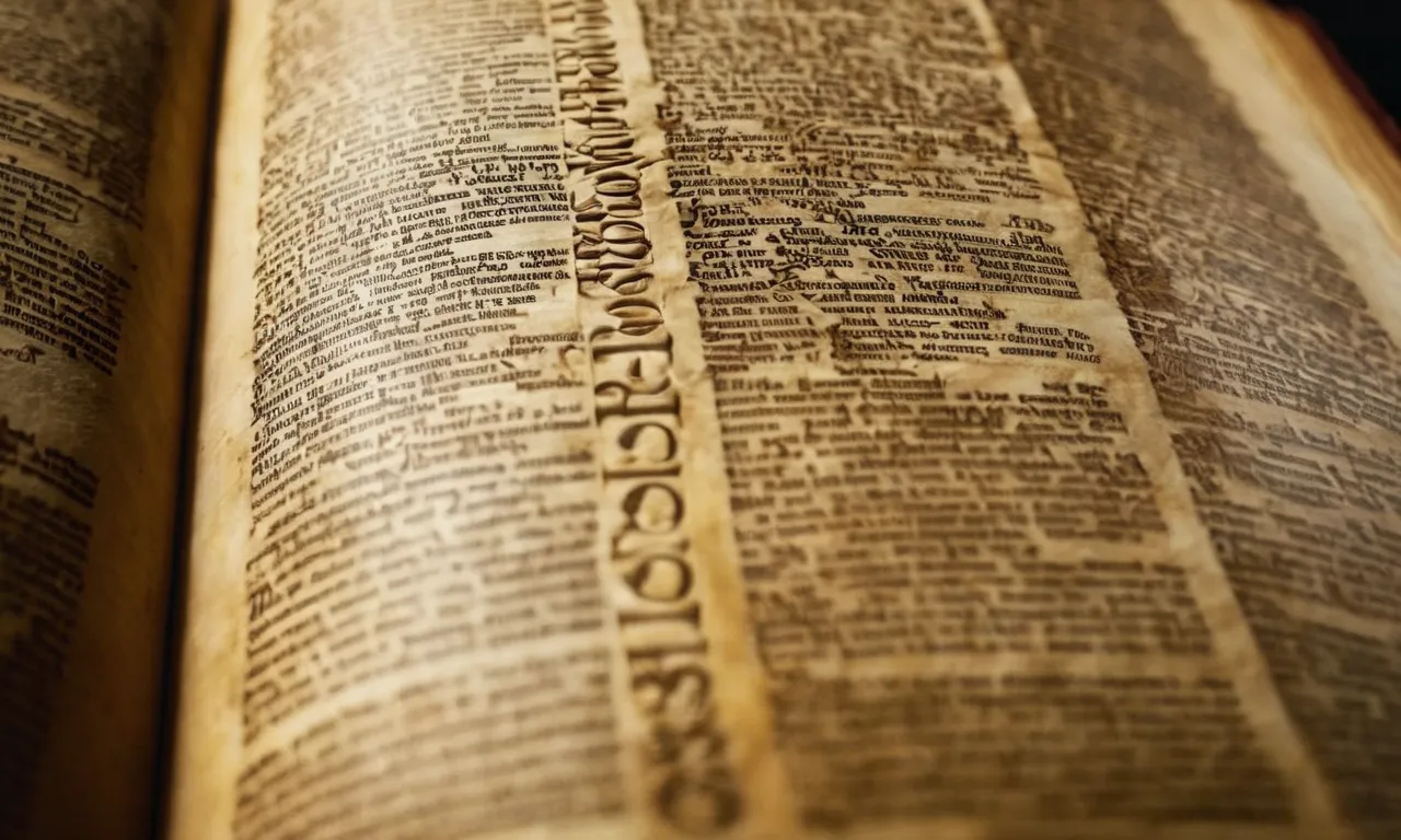 A close-up shot of an ancient, weathered Bible page, highlighting the genealogy of kings, evoking curiosity about the number of monarchs mentioned in the Bible.