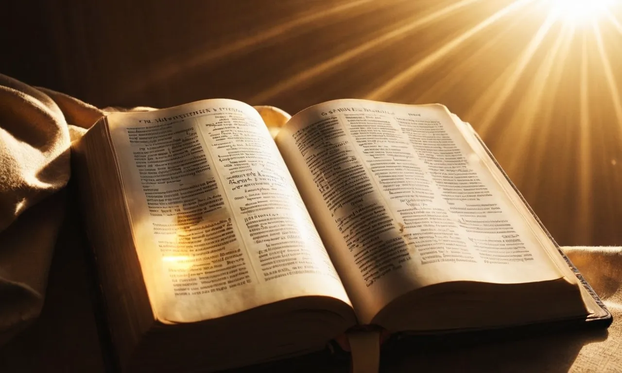 A photo capturing an open Bible, illuminated by a ray of golden sunlight, with pages turned to a passage listing the names of the major prophets.