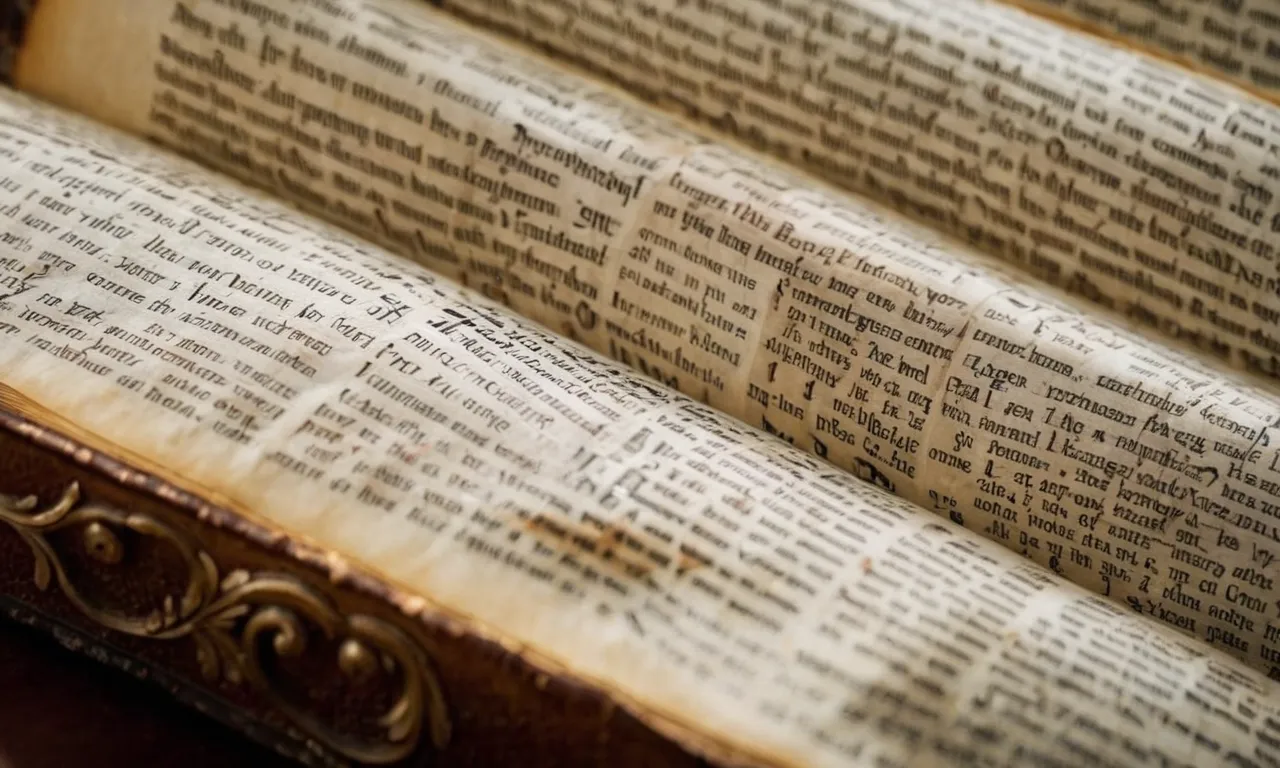 A close-up photo capturing a worn-out Bible page, displaying verses on promises, symbolizing the countless commitments found within the KJV Bible.
