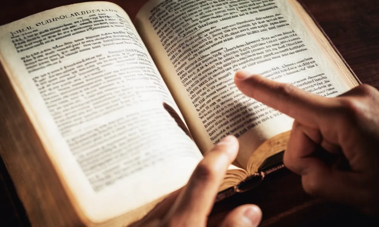 A close-up photo of an open Bible with a finger pointing to a verse, capturing the curiosity of how many questions Jesus answered during his time on Earth.