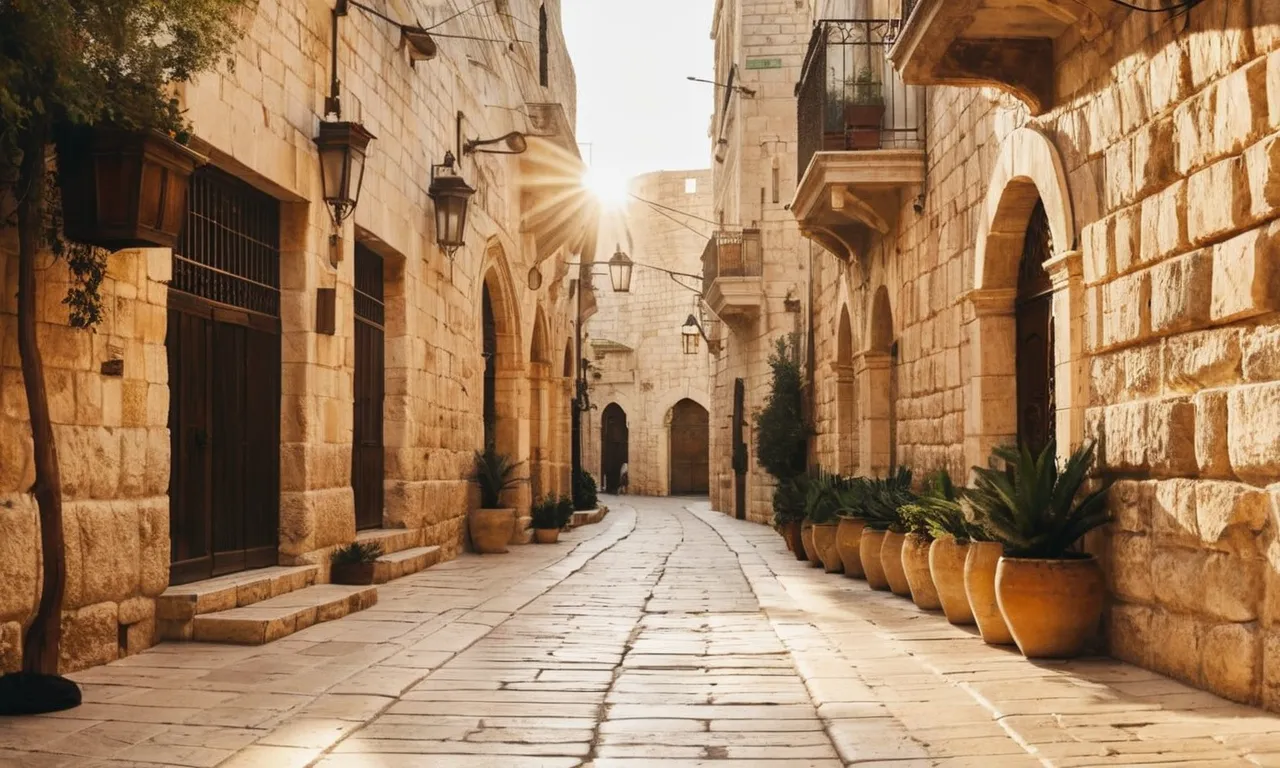 A captivating photo captures the ancient streets of Jerusalem, bathed in golden sunlight, invoking the question: How many times did Jesus walk these sacred paths?
