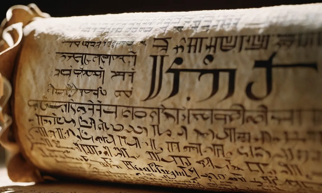 A close-up shot of an ancient, weathered scroll, with visible Hebrew text and the phrase "It is written" prominently highlighted, symbolizing the numerous times Jesus referred to Scripture in his teachings.
