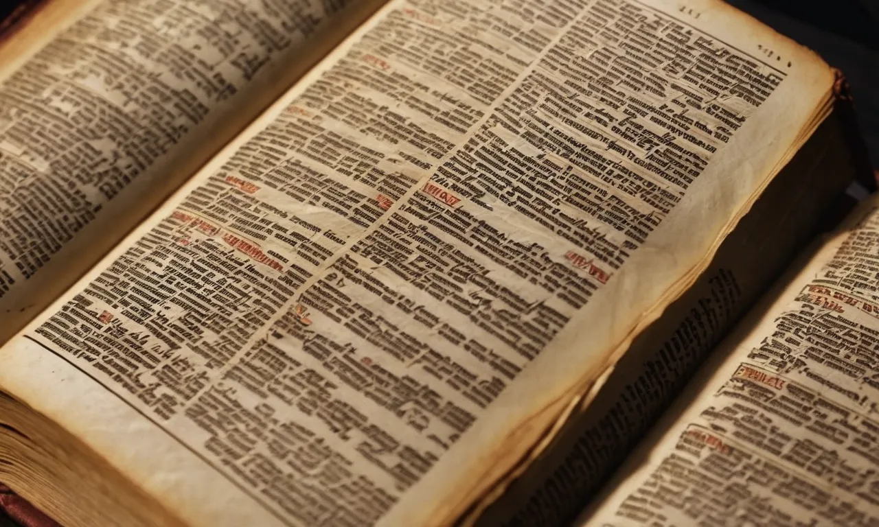 A close-up shot of an ancient Bible, with the page folded open to reveal the numerous mentions of Ethiopia, showcasing its significant presence in biblical literature.