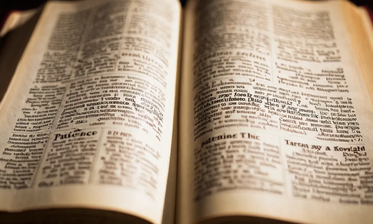 A close-up photo of an open Bible, highlighting the word "patience" on a page, capturing the essence of the question.