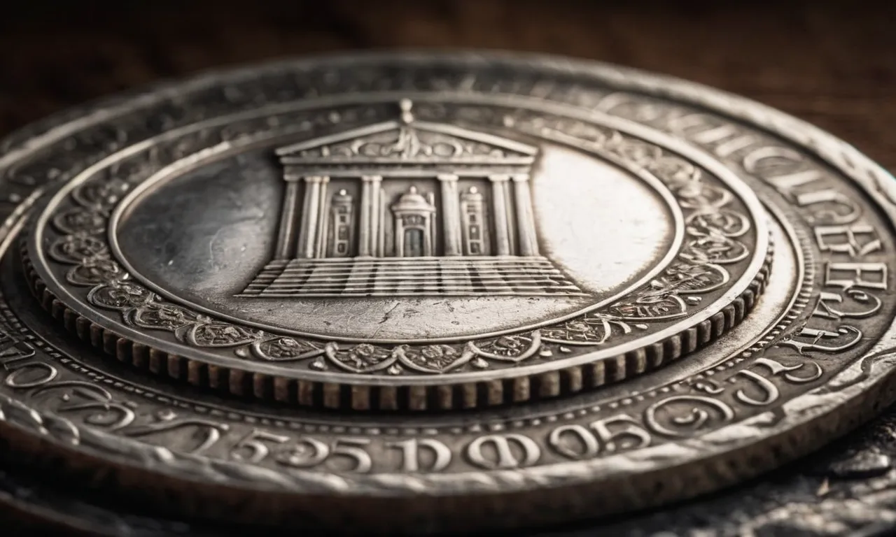 A close-up photo of an ancient silver coin, showcasing intricate engravings and worn edges, symbolizing the value and significance of silver during biblical times.