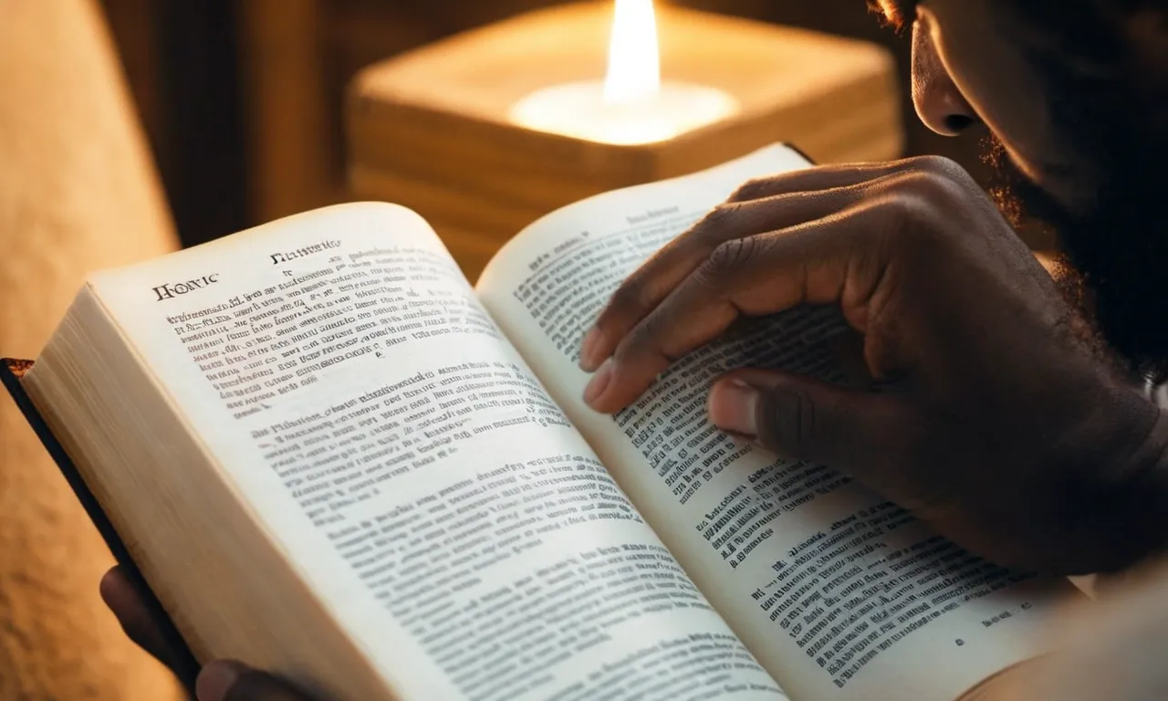 A photo capturing a person reading the Bible, with a serene expression on their face, as rays of light symbolize the calming effect of scripture on anger.
