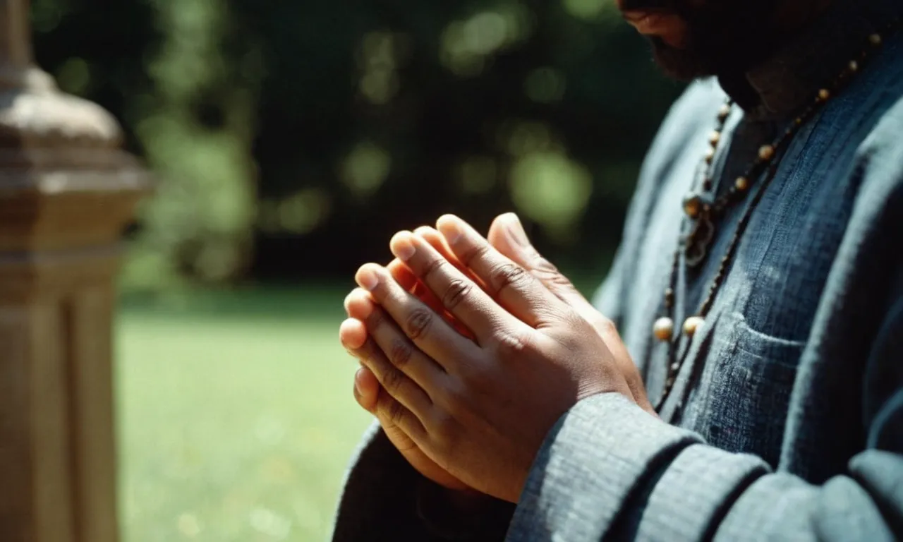 A photo capturing hands clasped in prayer, bathed in gentle light, symbolizing the solemnity and devotion of a covenant made between a person and God.