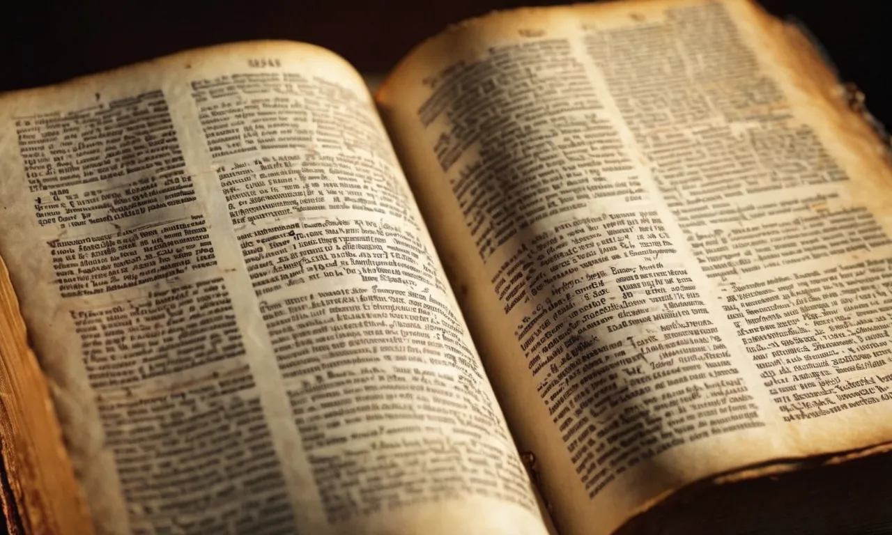 The photograph depicts a close-up shot of a well-worn Bible, opened to a page with numbered verses highlighted, inviting contemplation and reflection.