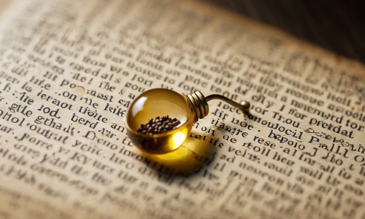 A close-up shot of a single small mustard seed resting on a Bible page, symbolizing the power of faith and how even the tiniest amount can yield great results when God is involved.