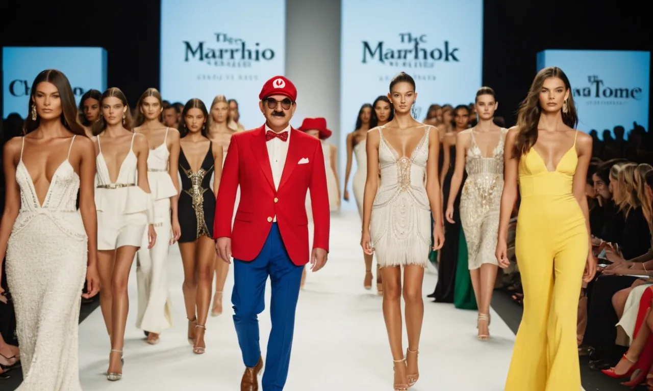 The photo captures Mario, the founder of a fashion empire, confidently striding down a runway, surrounded by glamorous models showcasing his innovative designs, as captured by The New York Times.
