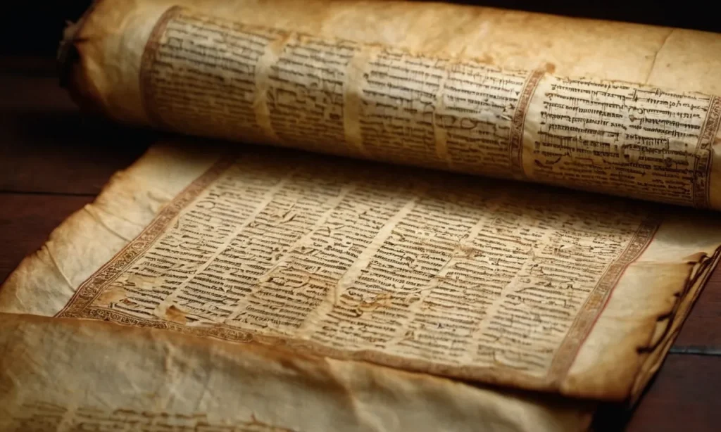 A close-up shot of an ancient, weathered parchment with delicate Hebrew script, illuminated by a single beam of light, evoking mystery and the enigmatic authorship of the book of Hebrews.