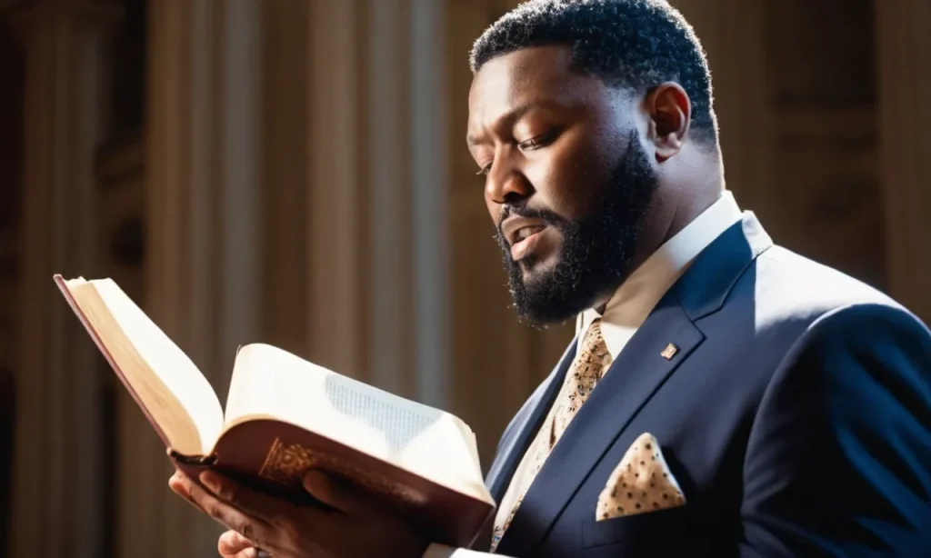 A captivating photograph of Voddie Baucham passionately speaking, surrounded by open Bibles, as rays of sunlight illuminate the pages, symbolizing his unwavering belief and commitment to the Scriptures.