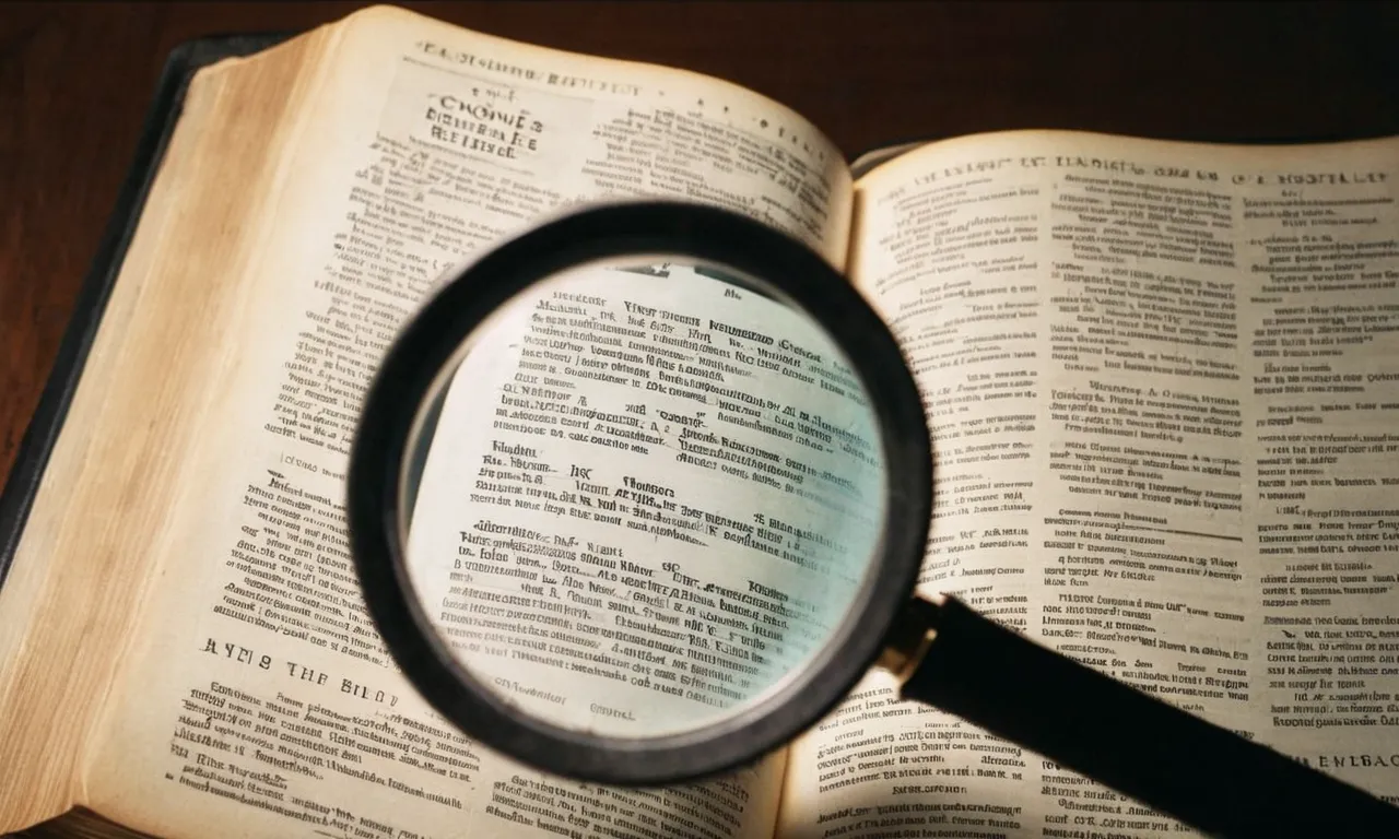 A close-up shot of an open Bible, showcasing the page that mentions "conies," surrounded by highlighted verses and a magnifying glass emphasizing the significance of this biblical reference.