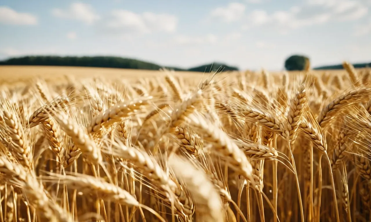 A photo capturing a golden field of wheat, neatly bound into sheaves, evoking the biblical concept of sheaves as symbols of abundance and harvest in the Bible.