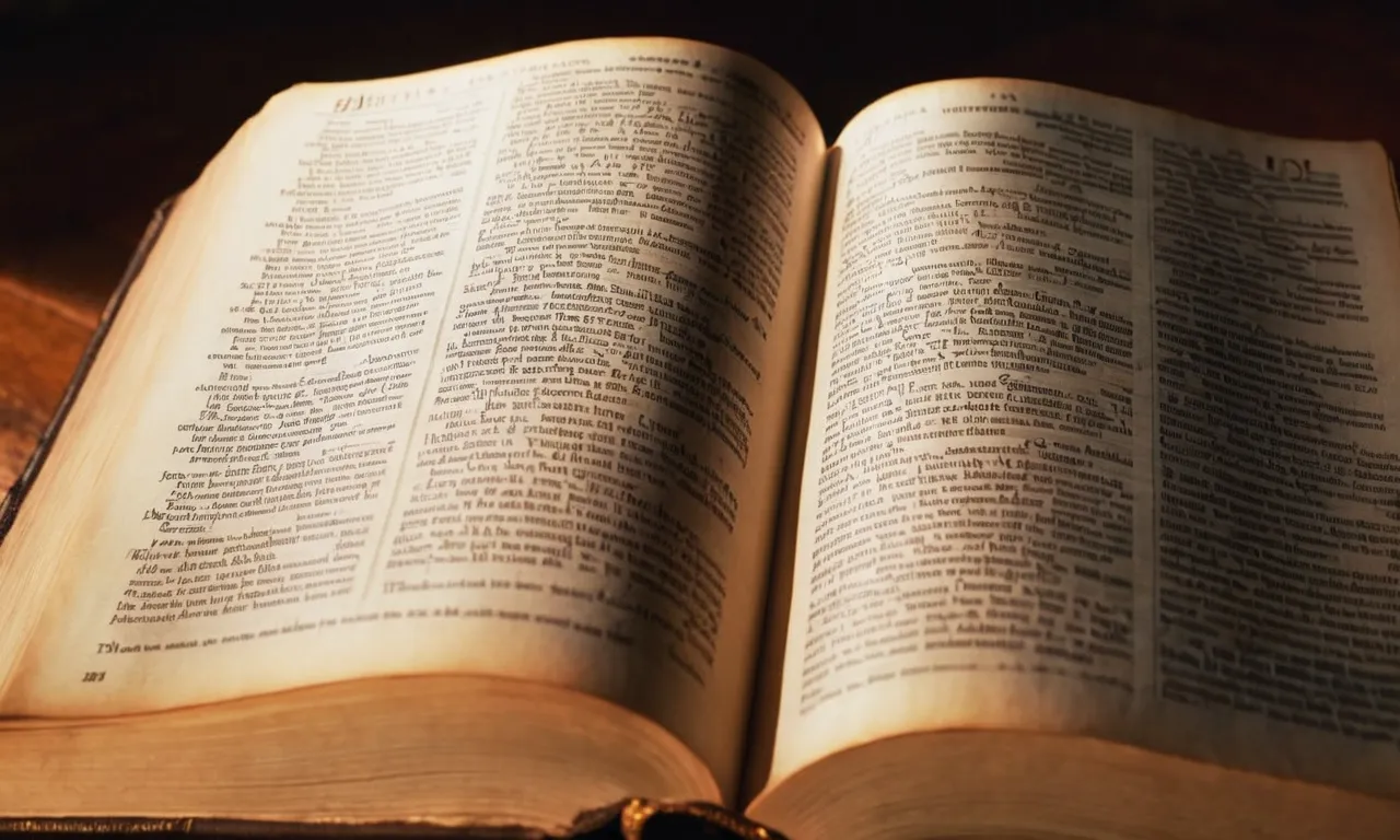 A close-up photo capturing an open Bible revealing the seven covenants, beautifully illuminated by a soft beam of light, symbolizing divine promises and faith.