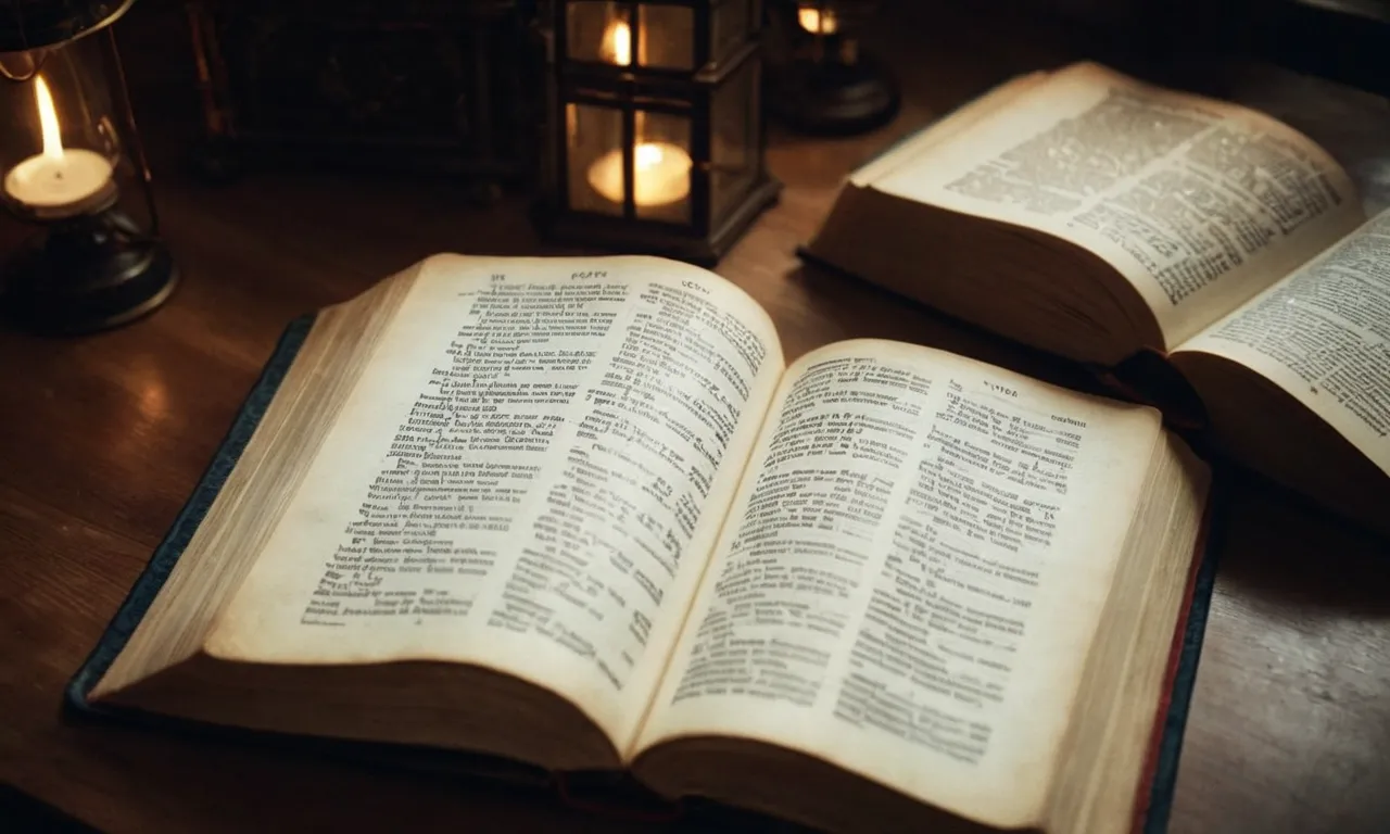 A dimly-lit room with a Bible open on a table, highlighting the verse "No one knows about that day or hour, not even the angels in heaven, nor the Son, but only the Father."