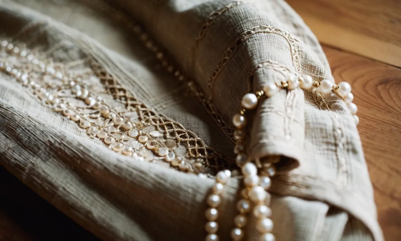 A close-up photograph capturing the intricate details of a faded, frayed, and weathered linen robe, evoking curiosity about its possible connection to what Jesus wore.