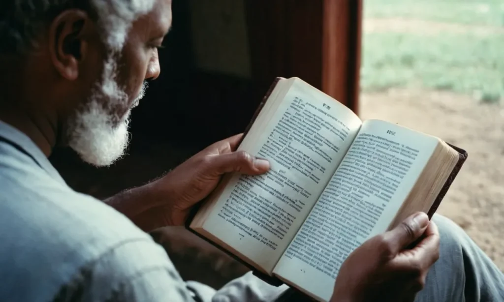 A photo capturing a person reading the Bible with a fearful expression, seeking solace and understanding in its verses, symbolizing the deep reverence and awe towards the teachings of God.