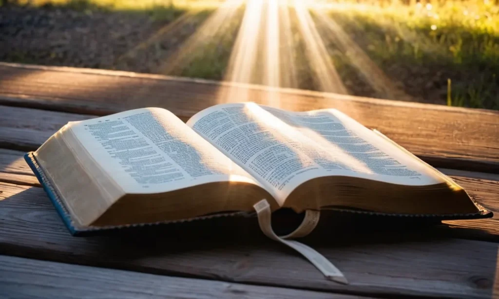 A captivating photo showcasing an open Bible, with rays of sunlight streaming onto the pages, symbolizing divine guidance and the wisdom contained within the Book of Enoch.