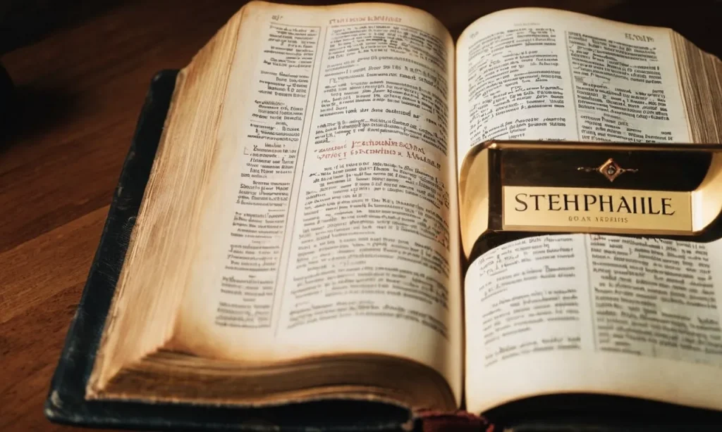 A photo capturing a Bible open to the book of Genesis, highlighting the passage about "Stephanie," symbolizing the search for deeper meaning and understanding within biblical texts.