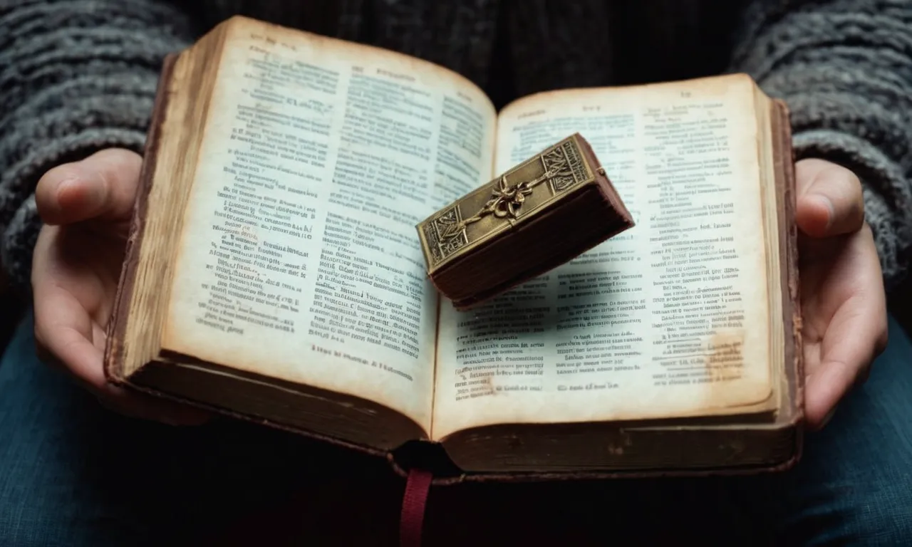 A photo capturing a person holding a worn Bible close to their heart, symbolizing the act of finding solace, strength, and encouragement in its words.