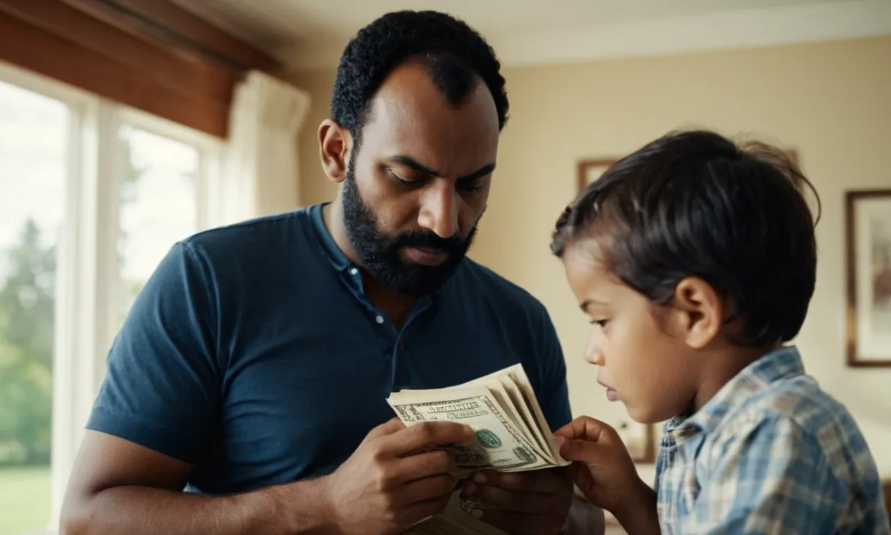 A photo capturing a father, with a determined expression, working diligently to provide for his family, showcasing the biblical principle of a man's responsibility to care for his loved ones.