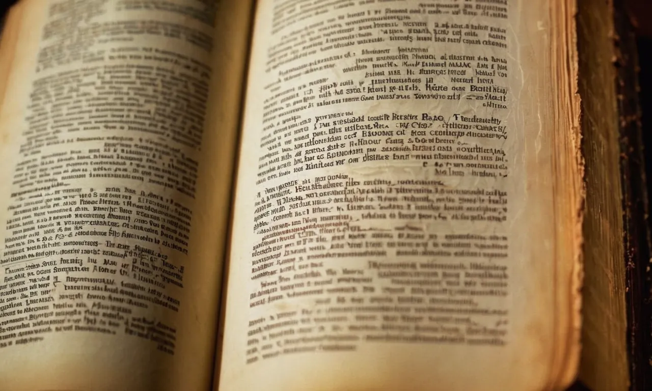 A close-up shot of a well-worn Bible, its pages slightly creased and highlighted, capturing the essence of authenticity as the timeless words within speak volumes.