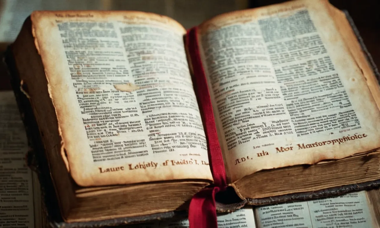 A close-up shot of a worn, weathered Bible with highlighted passages on financial struggle and redemption, symbolizing the biblical teachings on bankruptcies and guidance for those in financial turmoil.