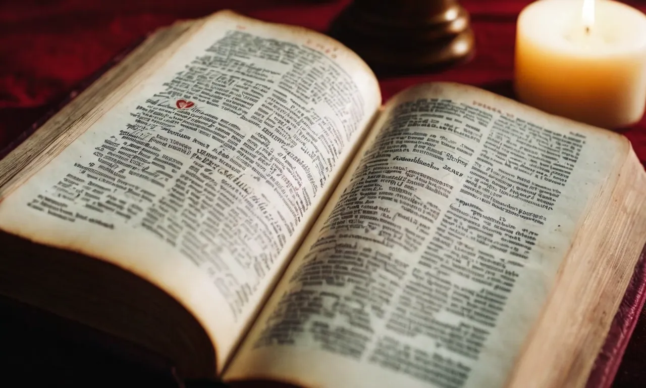 A close-up shot of a Bible, open to a page containing verses about love, compassion, and healing, emphasizing the ethical dilemma of blood transfusions.