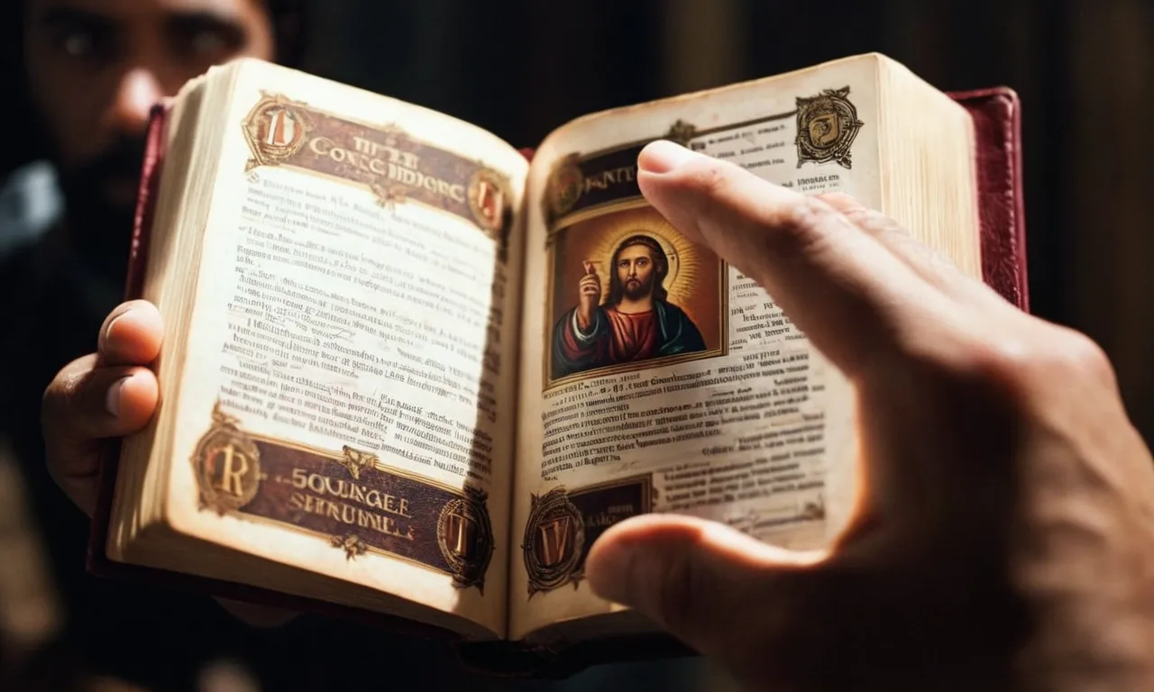 A photo of a person holding a Bible, their finger pointing directly at the viewer, symbolizing the courage and conviction to confront wrongdoing in accordance with biblical teachings.