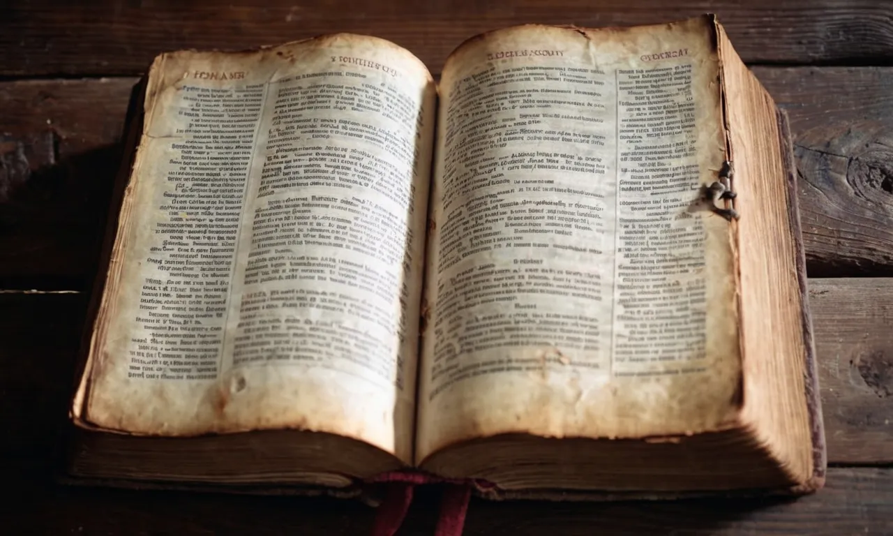 Capture an image of a weathered Bible lying open on a worn wooden table, with a pair of hands tightly gripping it, symbolizing the internal struggle of whether to fight back or adhere to the Bible's teachings.