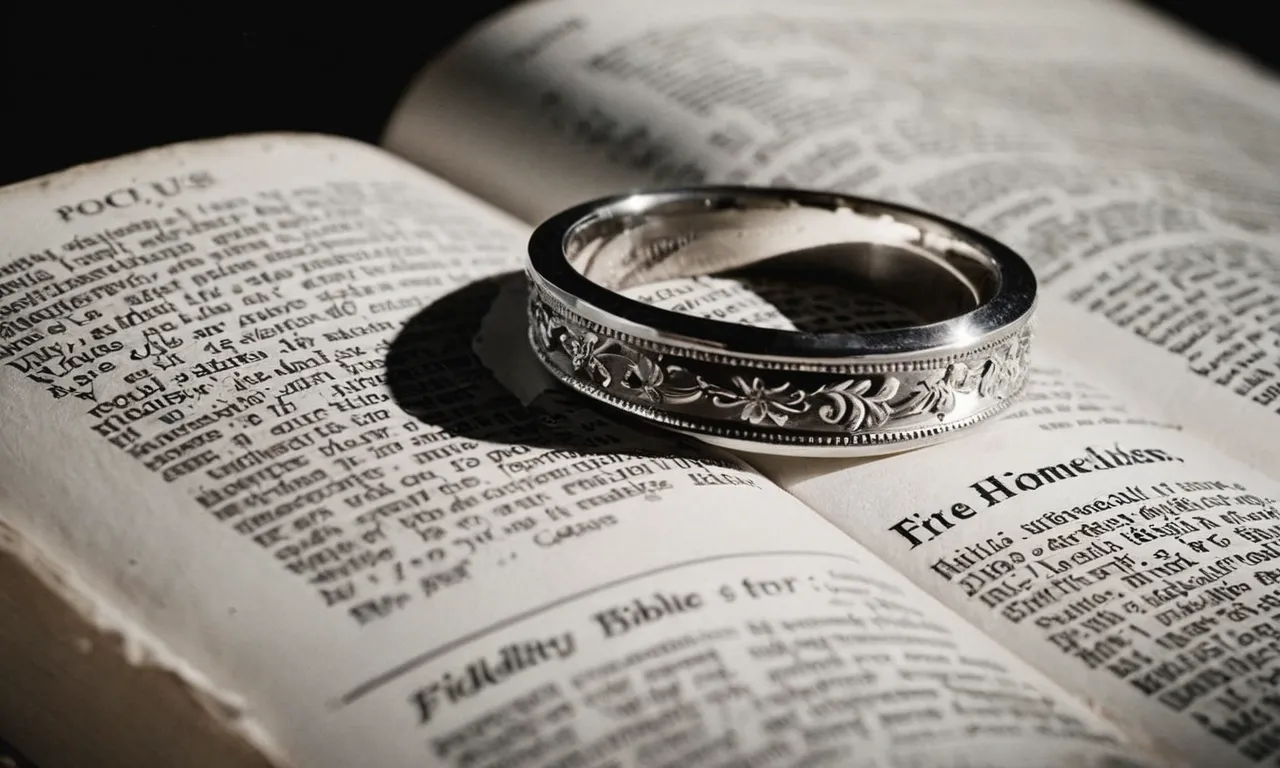 A solemn black and white image captures a worn Bible open to a passage on fidelity, juxtaposed against a shattered wedding ring symbolizing the pain caused by homewreckers.