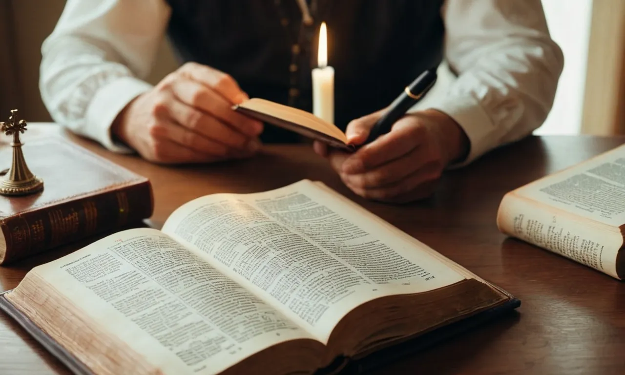A photo showing a person engrossed in self-admiration, juxtaposed with an open Bible, symbolizing the contrast between narcissism and the teachings of humility and selflessness found in the Bible.
