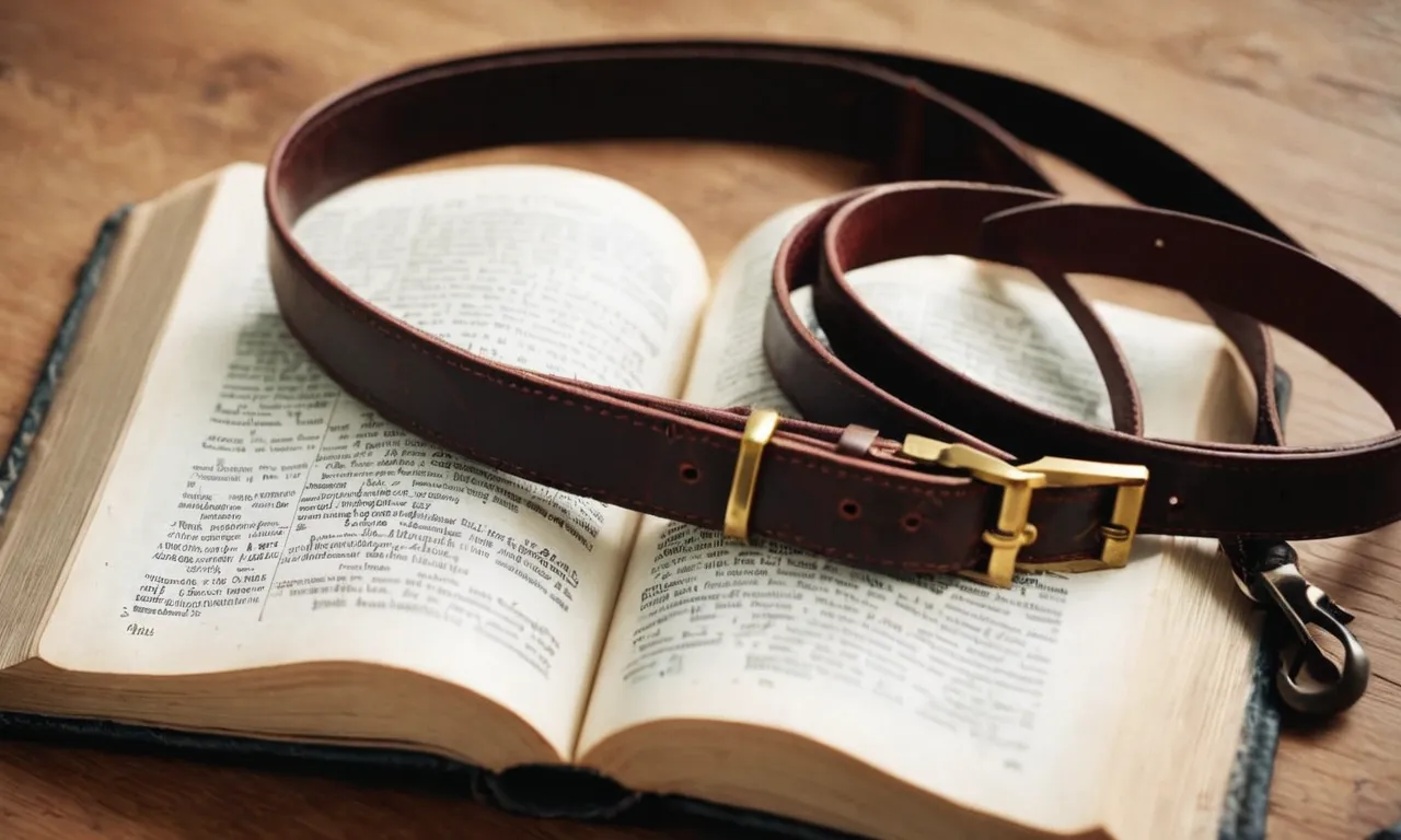 A solemn image of an open Bible, gently cradling a worn collar and leash, symbolizing the comforting words within scripture that offer solace and hope for those grieving the loss of a beloved pet.