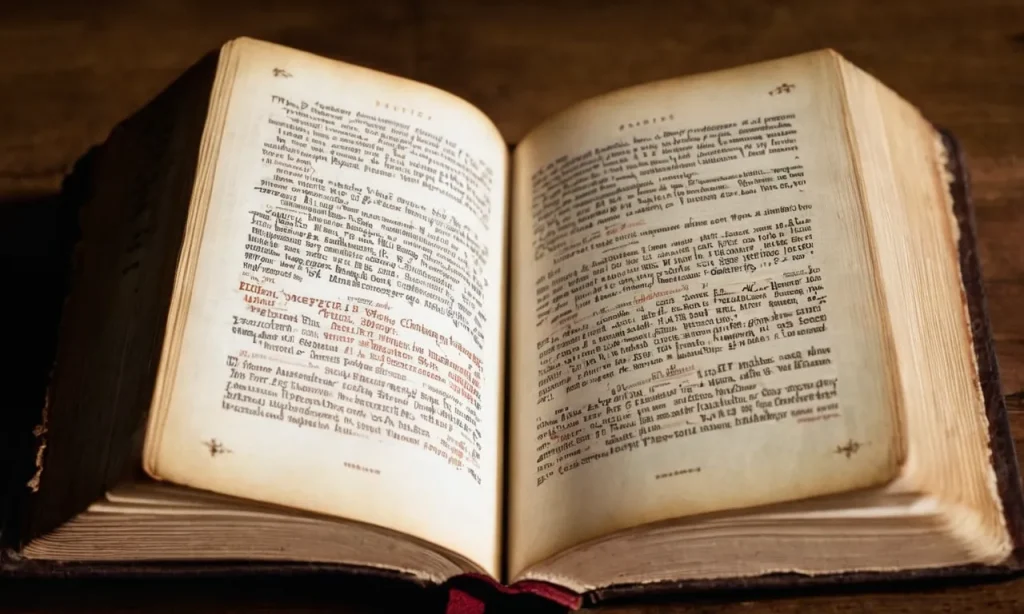 A photo showcasing an open Bible, highlighting verses from the King James Version that discuss the concept of purgatory, evoking curiosity and contemplation.