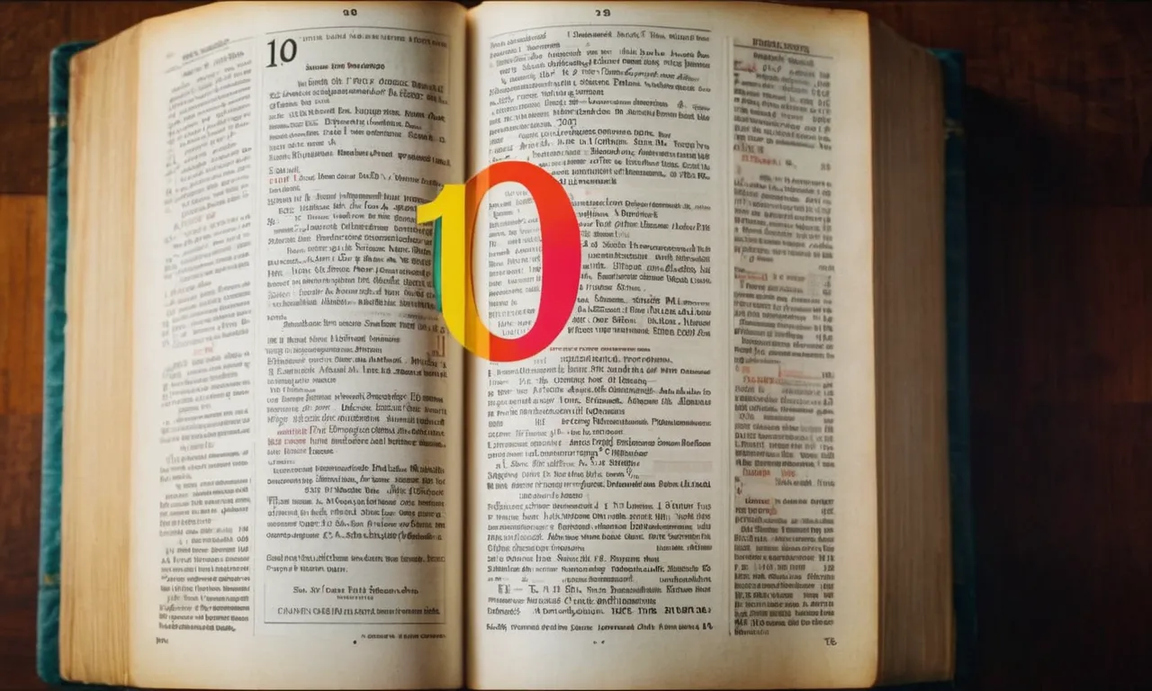 A close-up photo of an open Bible, with the number 10 highlighted in bold and vibrant colors, symbolizing the significance of this number in biblical references.