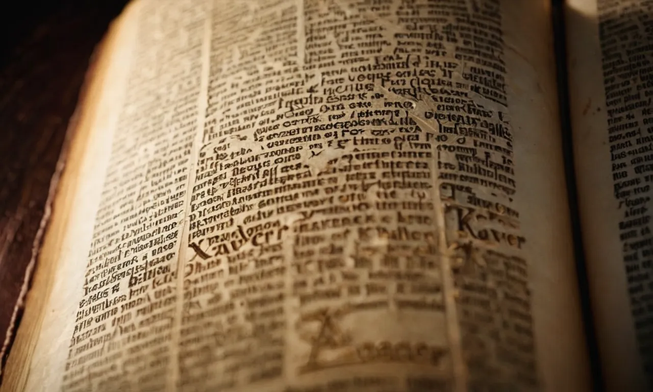A close-up photograph capturing the intricate details of a worn-out Bible page, highlighting the name "Xavier" amidst biblical verses, symbolizing its significance and searching for its meaning in the biblical context.