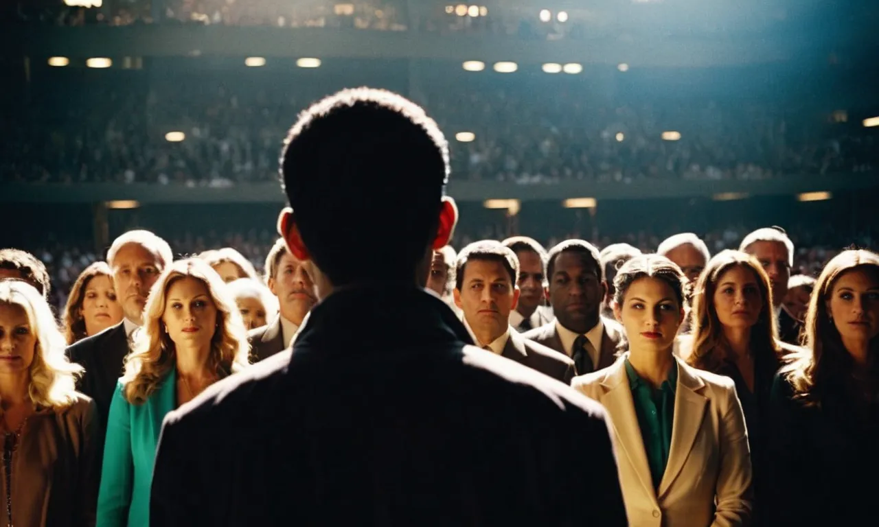 In the photo, a shadowy figure stands among a diverse crowd, their face partially obscured. The juxtaposition sparks debate, questioning the identity of the divine, and challenging societal beliefs.