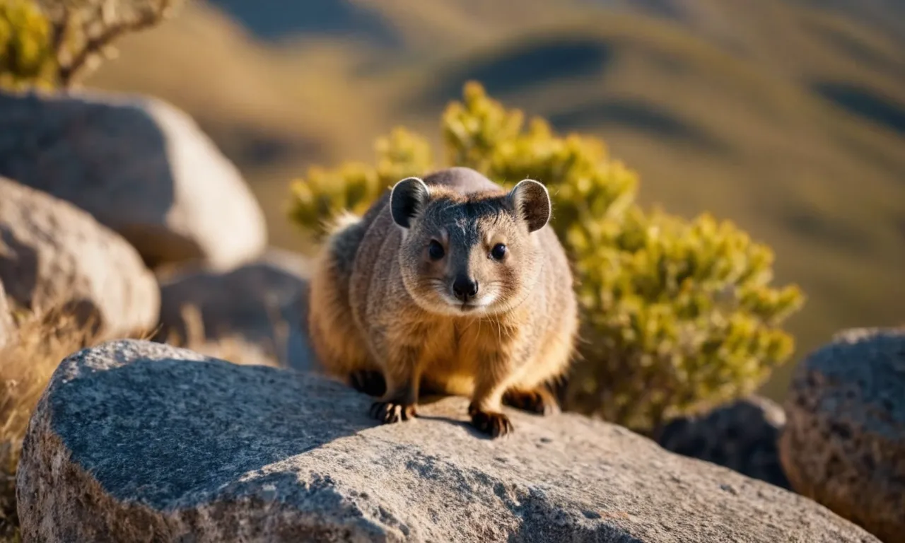 A close-up photo of a hyrax perched on a rock, symbolizing the biblical reference of this unique creature mentioned in the Book of Proverbs.