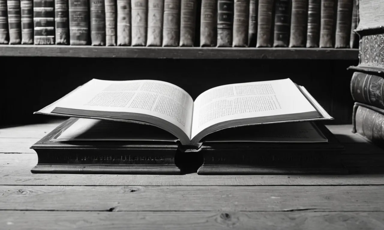 A black and white photo captures a closed book atop a dusty shelf, symbolizing the forbidden knowledge and the limitation on exploring other religious texts in Christianity.