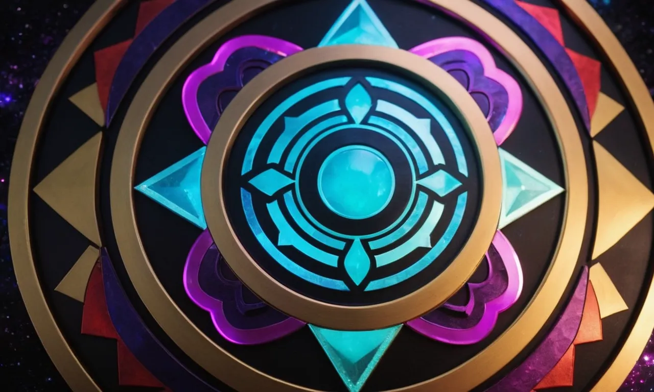 A close-up shot of a vibrant, intricately designed Homestuck God Tier symbol, shimmering with cosmic energy against a dark background, evoking a sense of mystery and self-discovery.