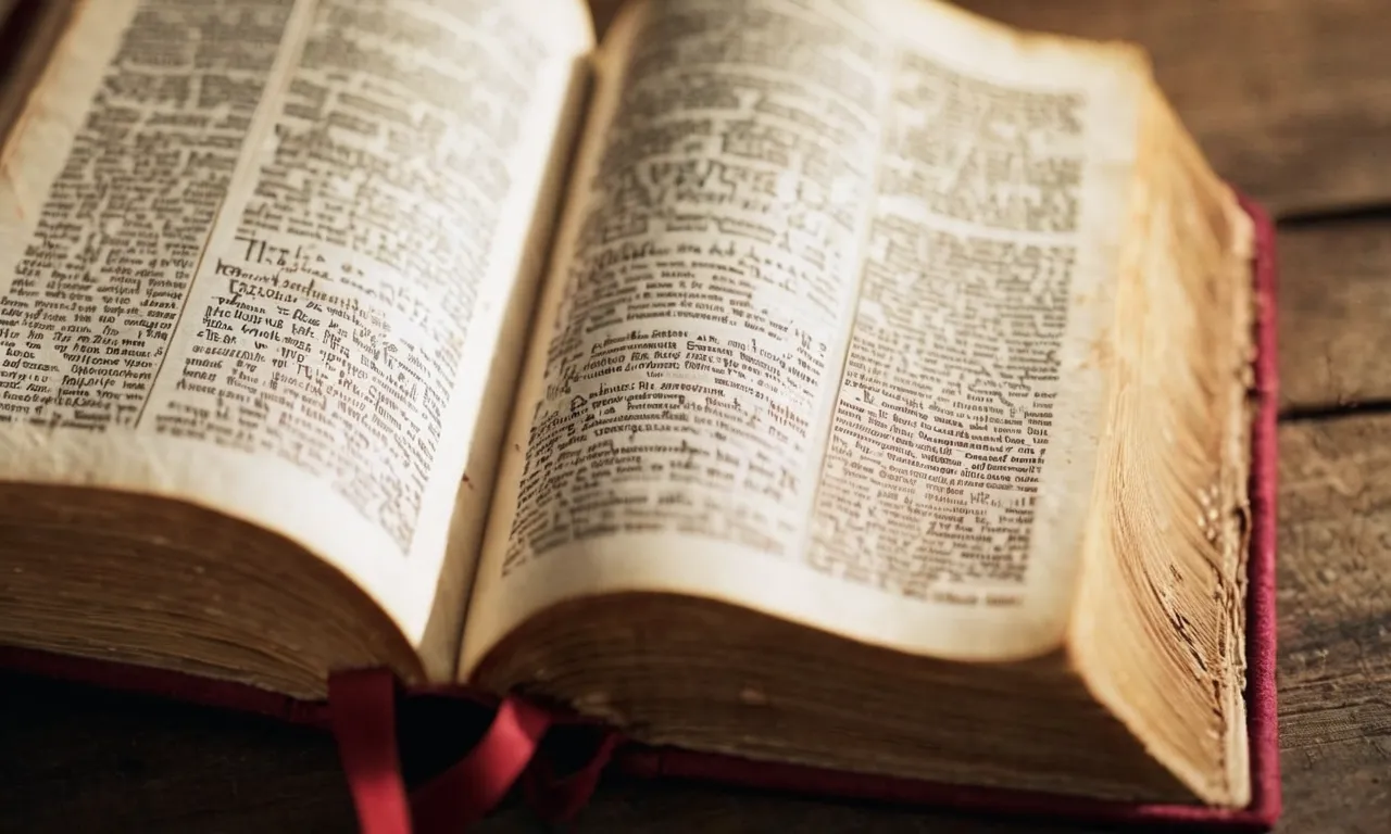 A close-up photograph captures a worn, open Bible revealing the passage from 1 Thessalonians 5:18, reminding us to give thanks in all circumstances.